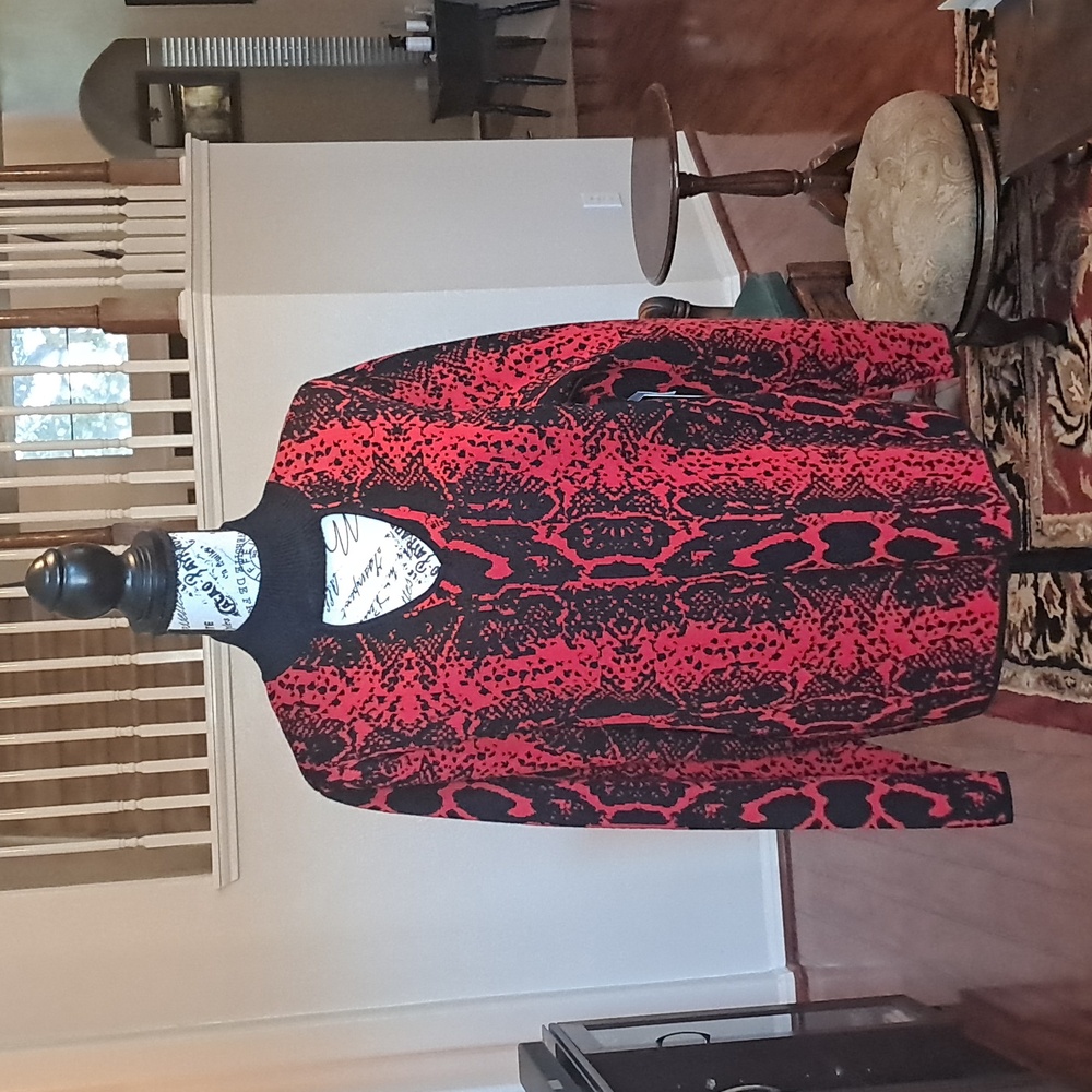 Red and Black Women's Turtleneck Sweater